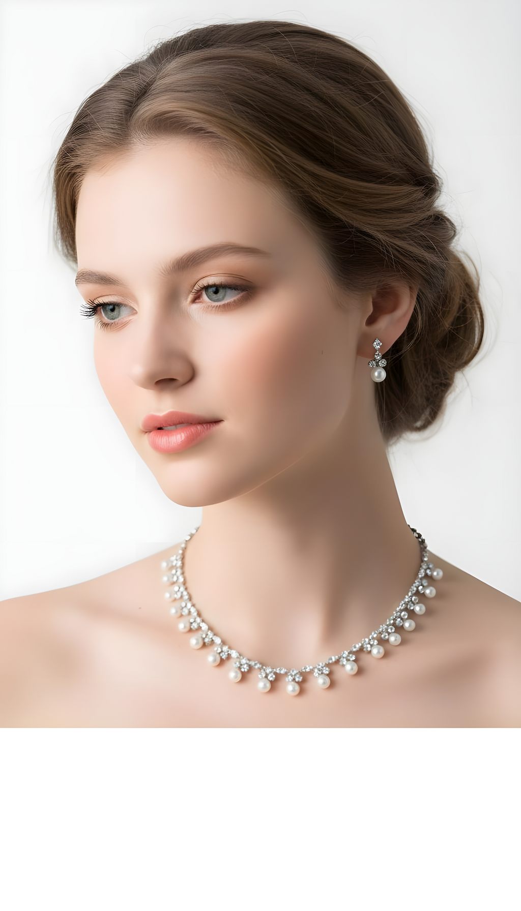 Graceful pearls and diamond jewelry Set