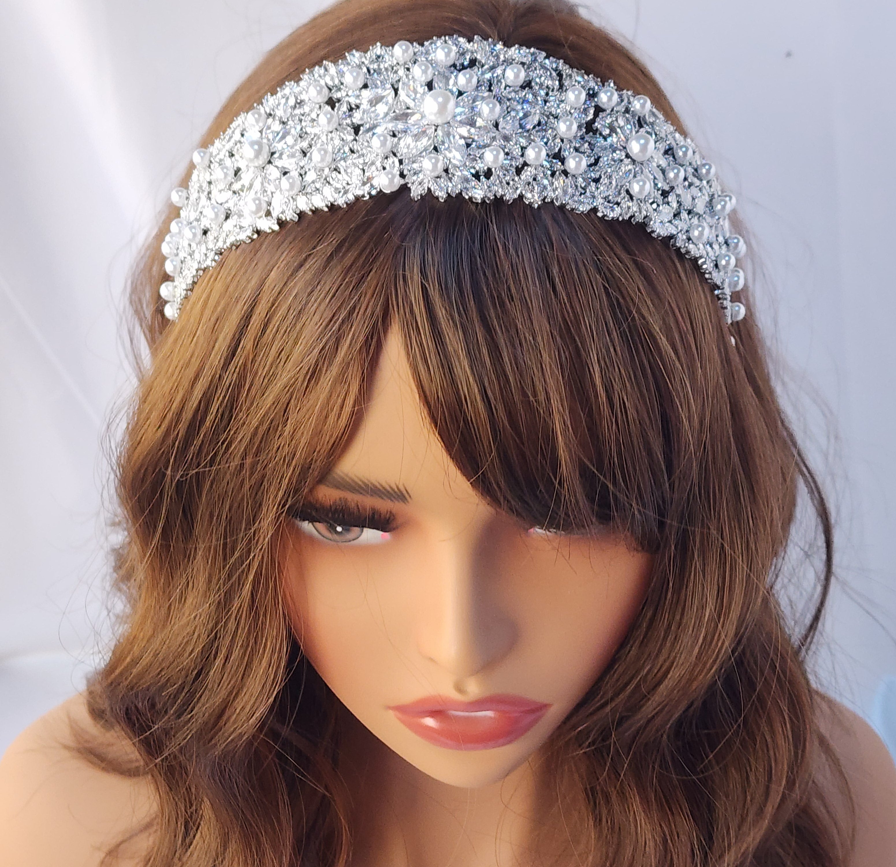 Swarovski Pearl and Crystal Headband Tiara