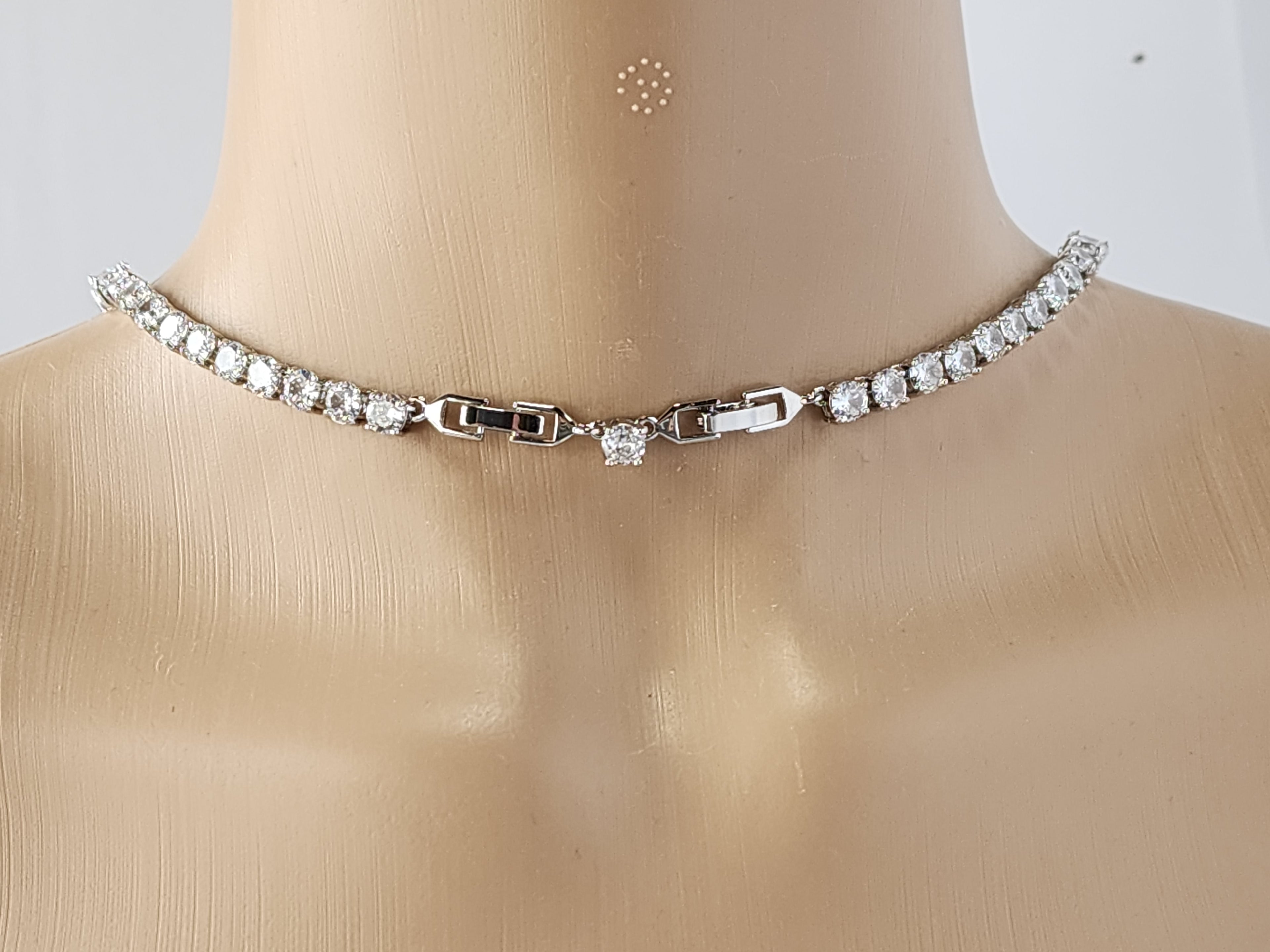 Round diamond tennis necklace