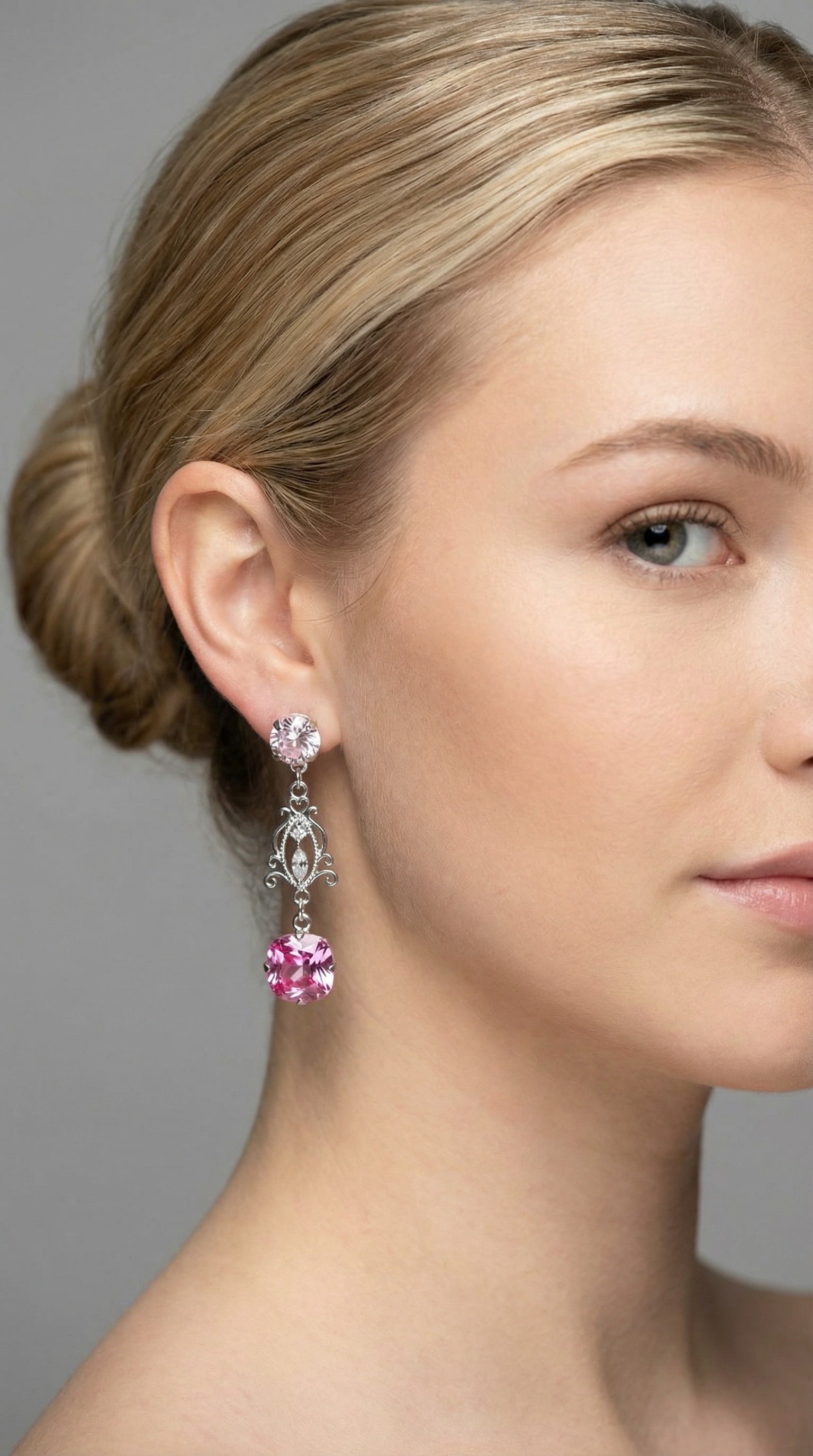 Pink Bridgerton Earrings. Regency Style