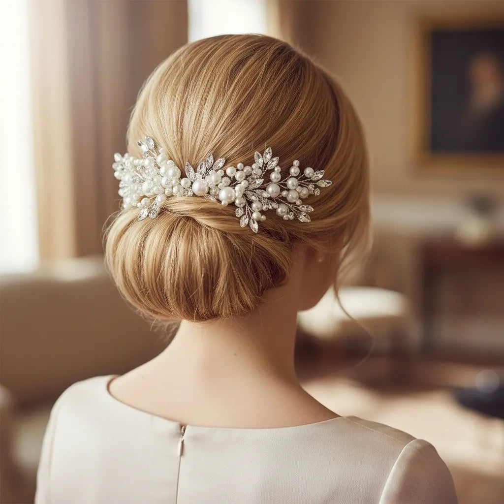 Pearl and Crystal Bridal Hair accessory.