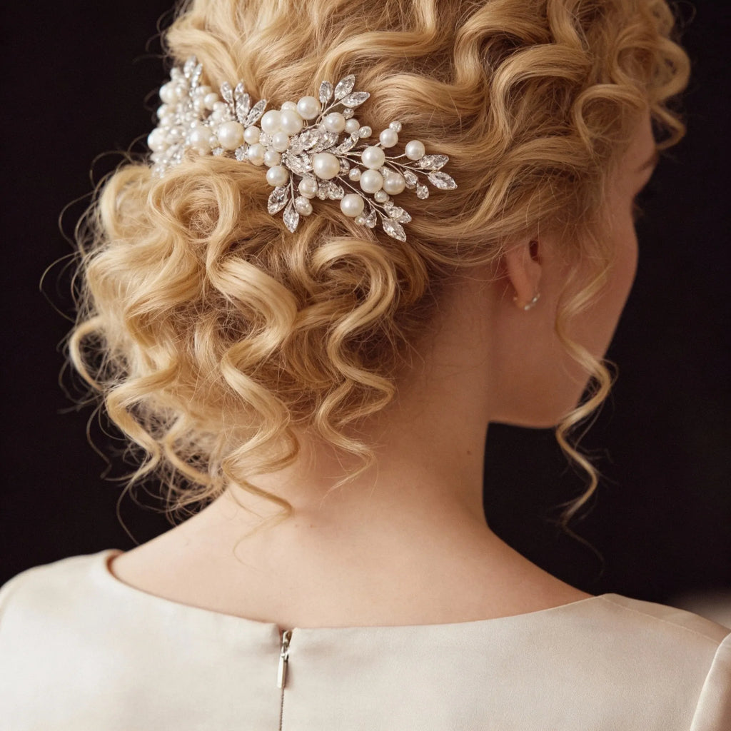 Pearl and Crystal Bridal Hair accessory.