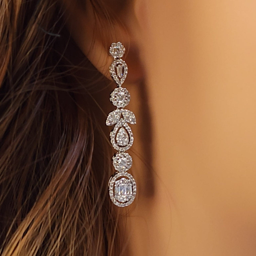 Mixed cut micropave earrings