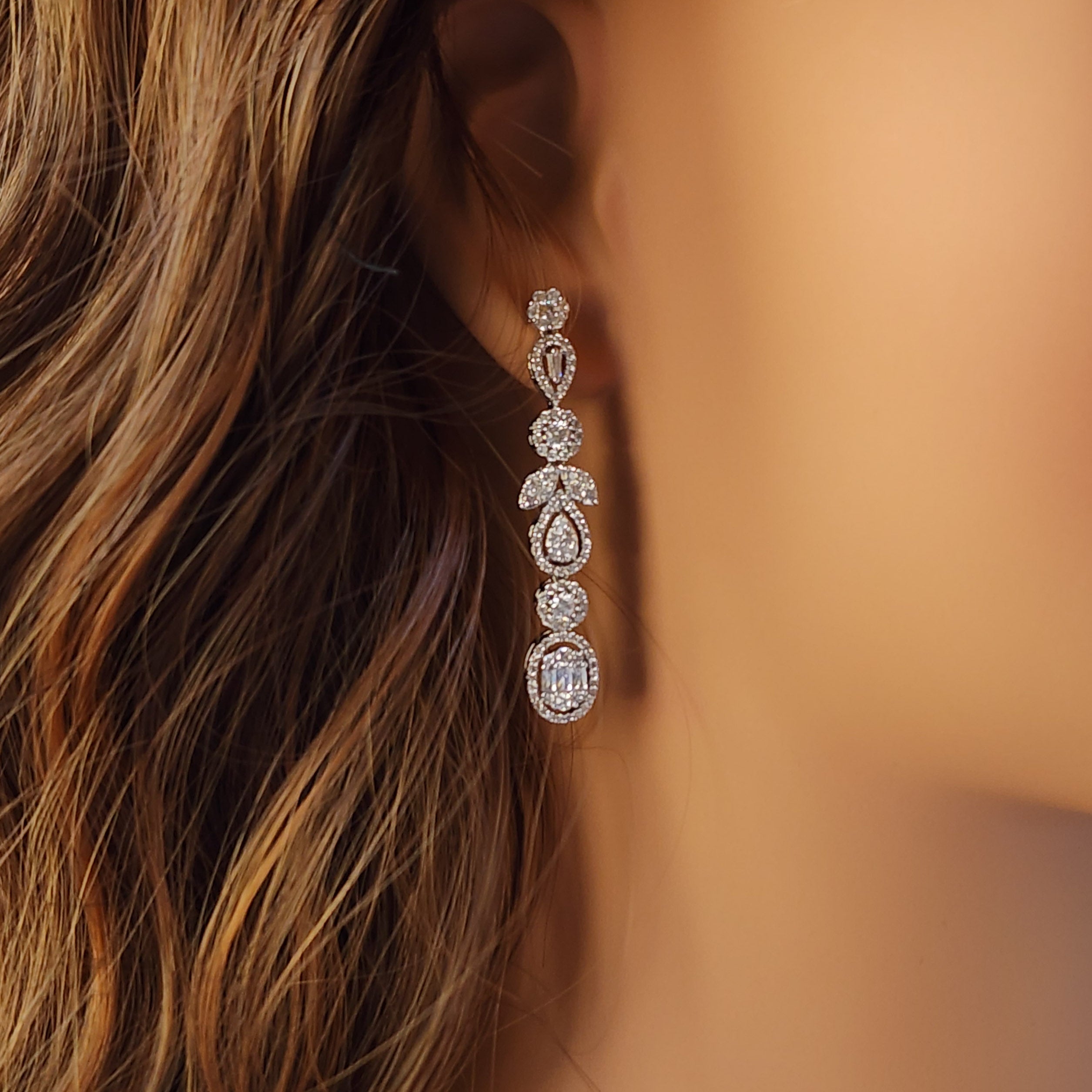 Mixed cut micropave earrings