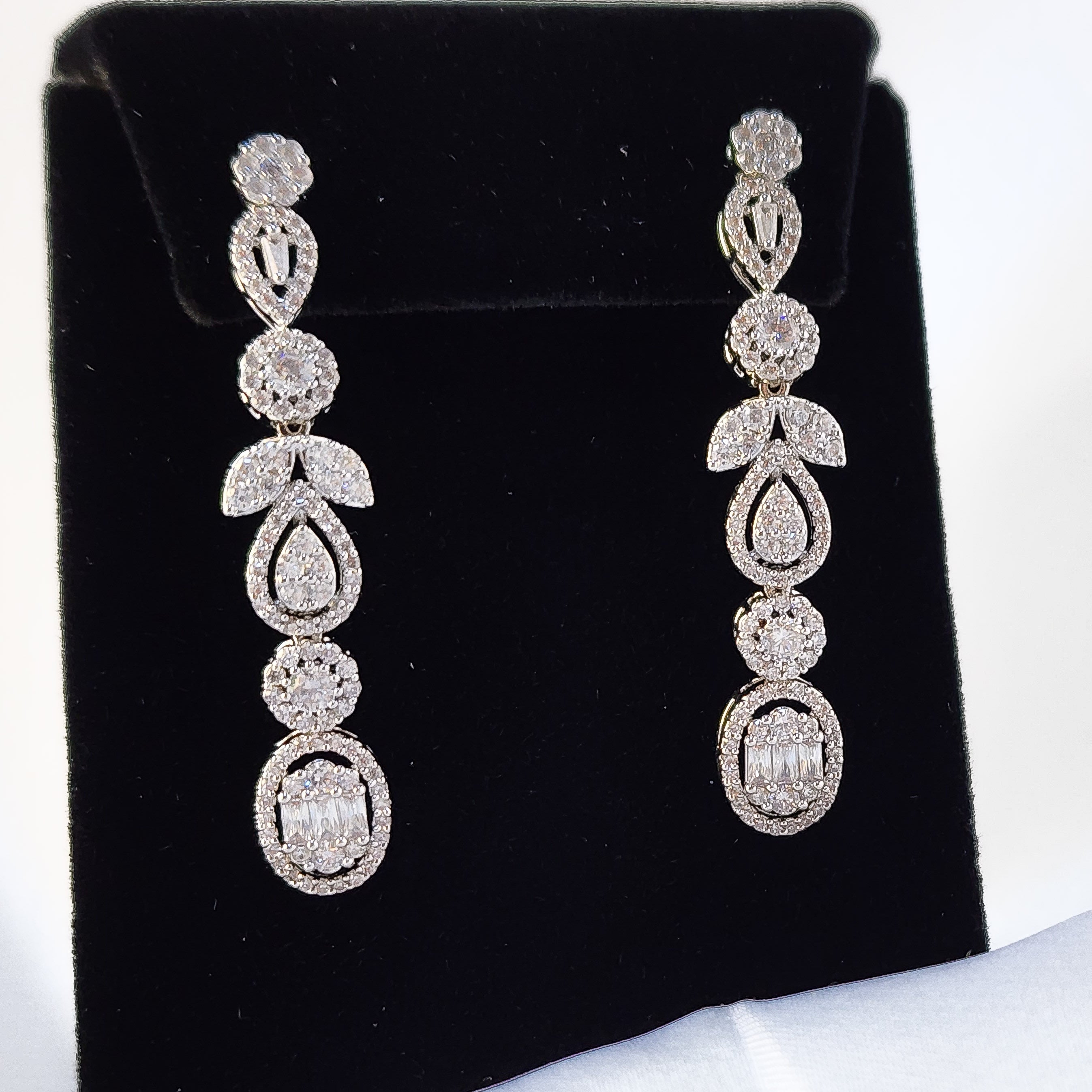 Mixed cut micropave earrings