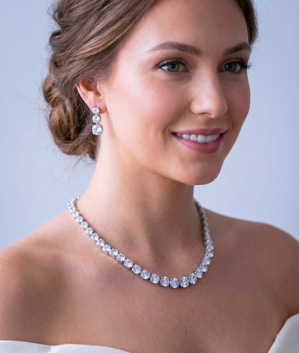 Round diamond tennis necklace