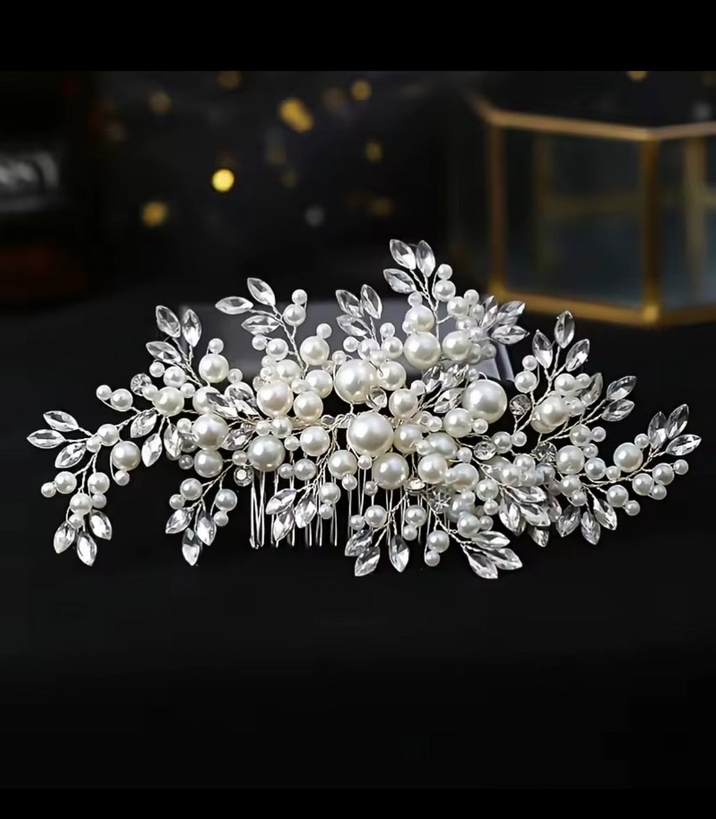 Pearl and Crystal Bridal Hair accessory.