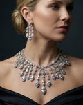 Teardrop Bridal Jewelry Set. Formal Attire. Wedding guest. Mother of the Bride. Platinum.