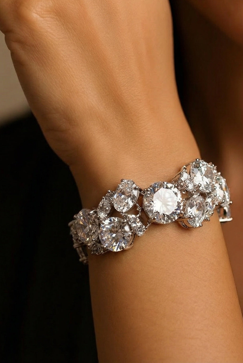 Chunky Cubic Zirconia Bracelet. Geometric stones.
