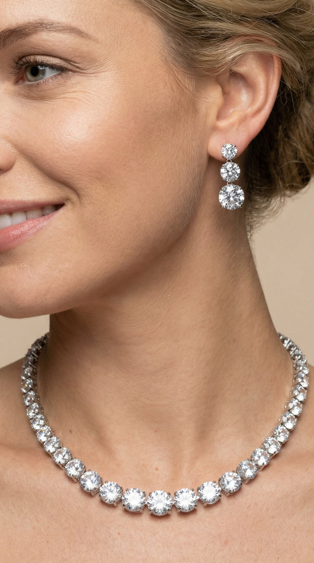 Round diamond tennis necklace