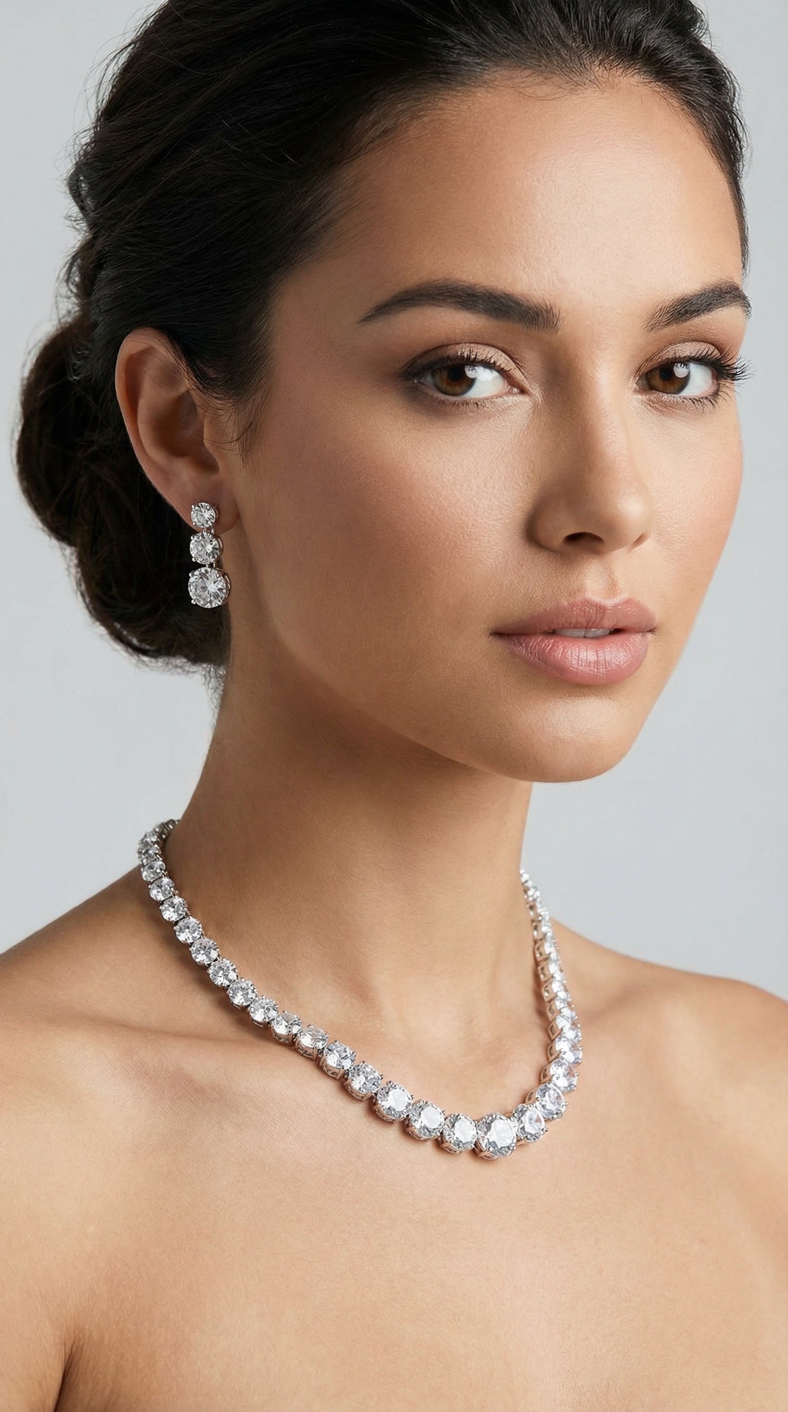 Round diamond tennis necklace