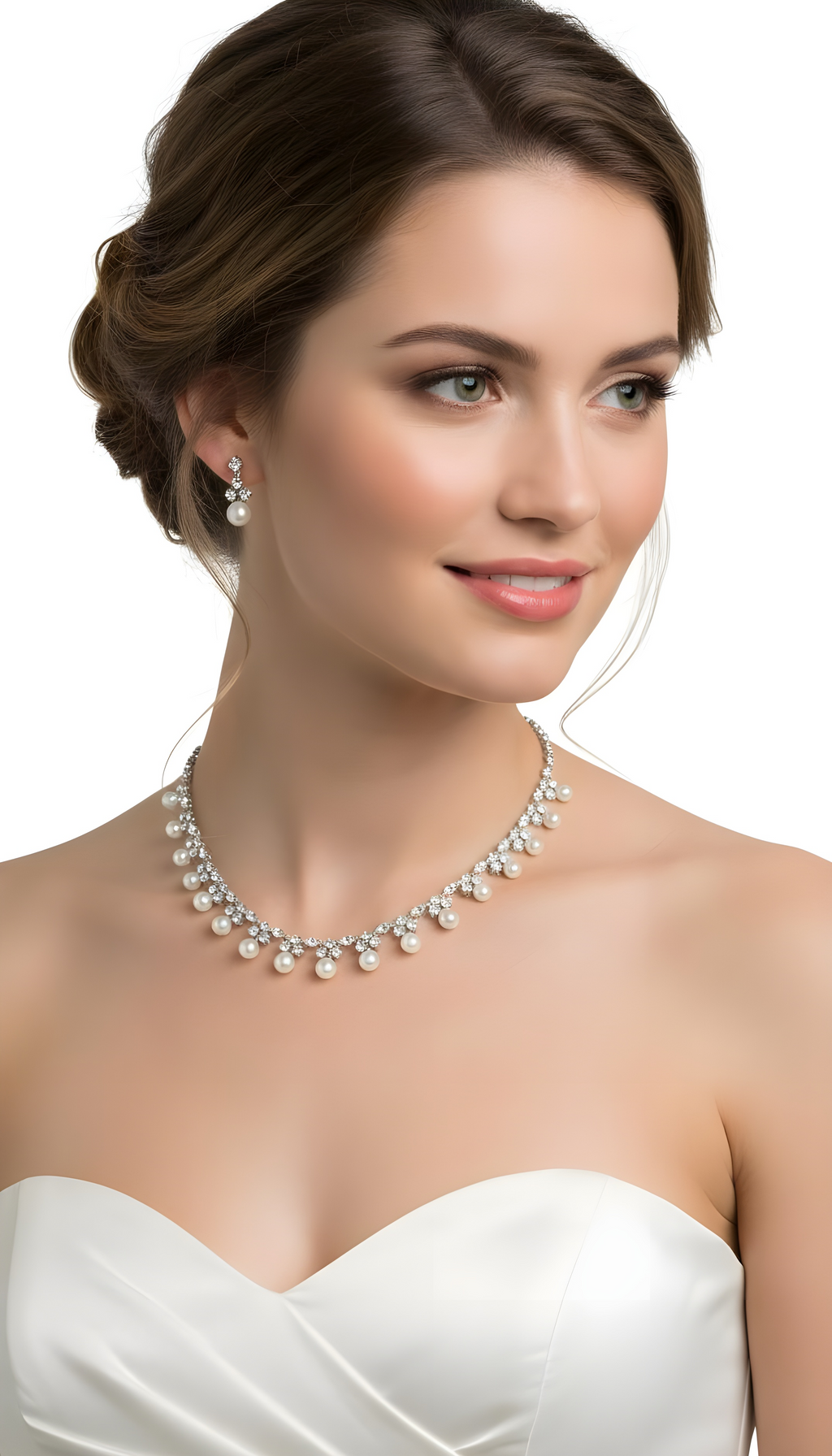 Graceful pearls and diamond jewelry Set