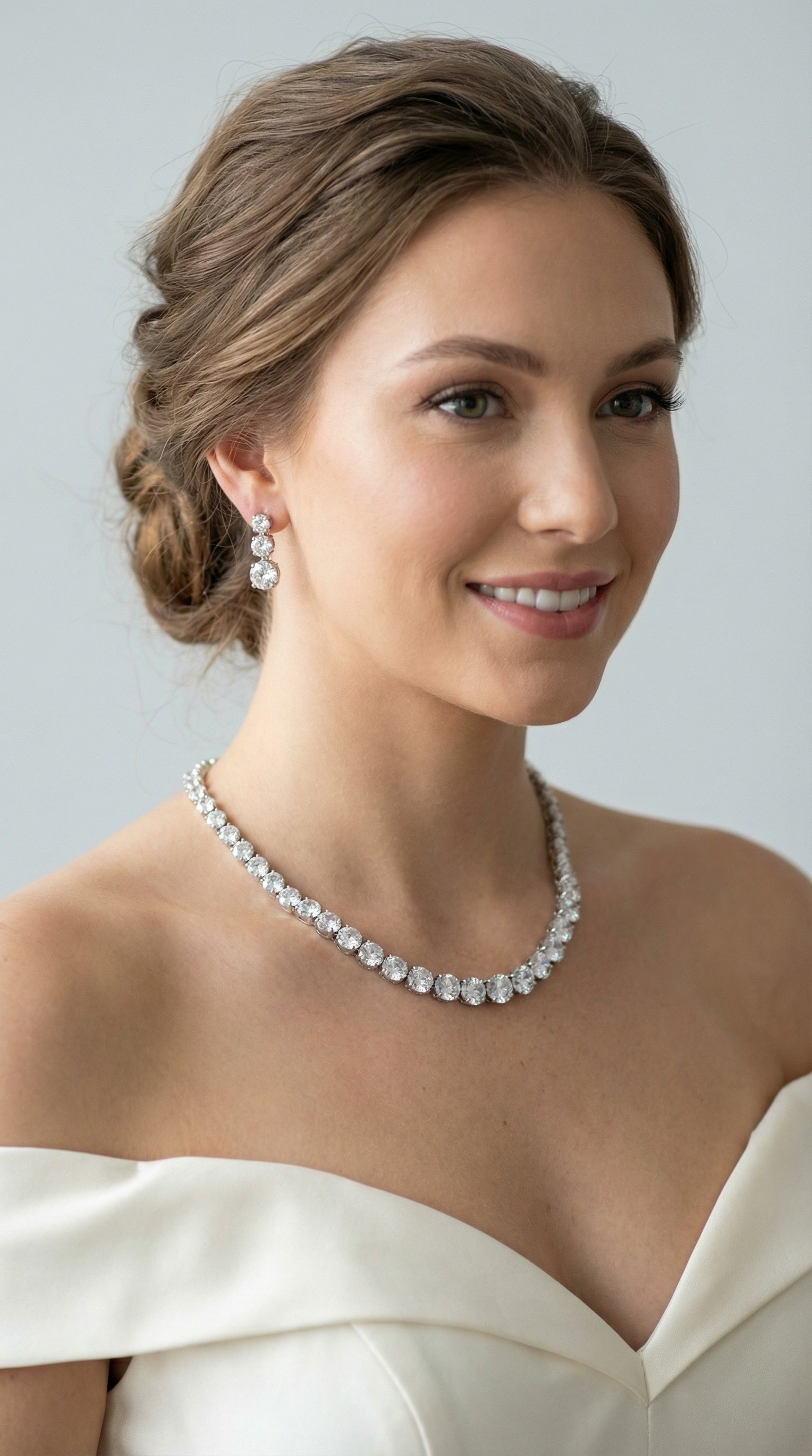 Round diamond tennis necklace