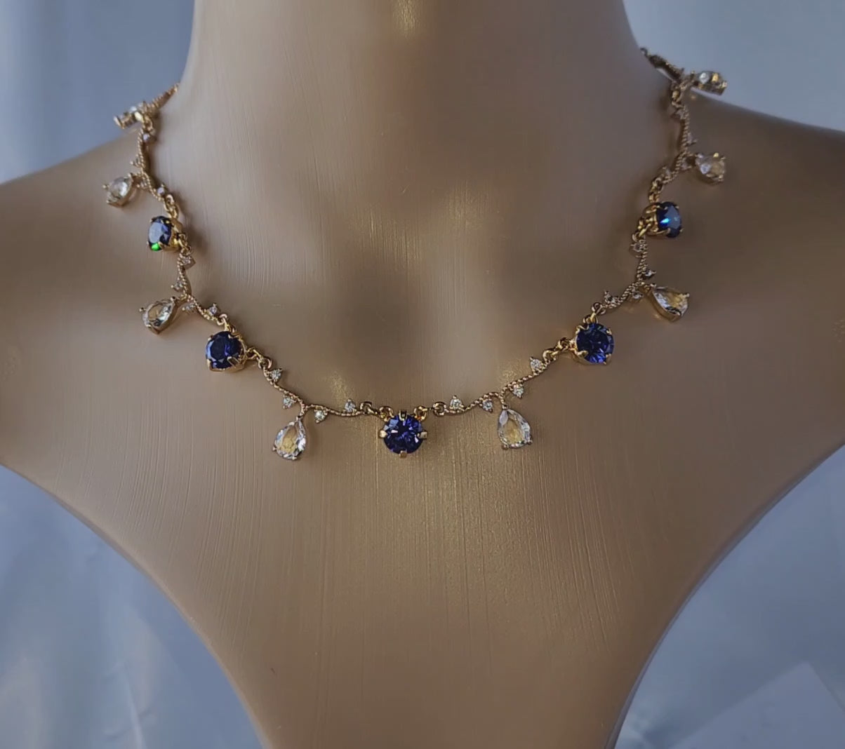 Sapphire Bridgerton Teardrop Regency Necklace and Earrings