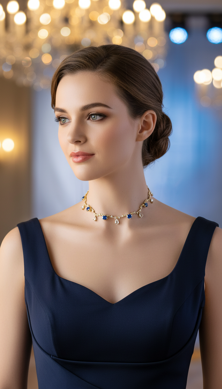 Sapphire Bridgerton Teardrop Regency Necklace and Earrings