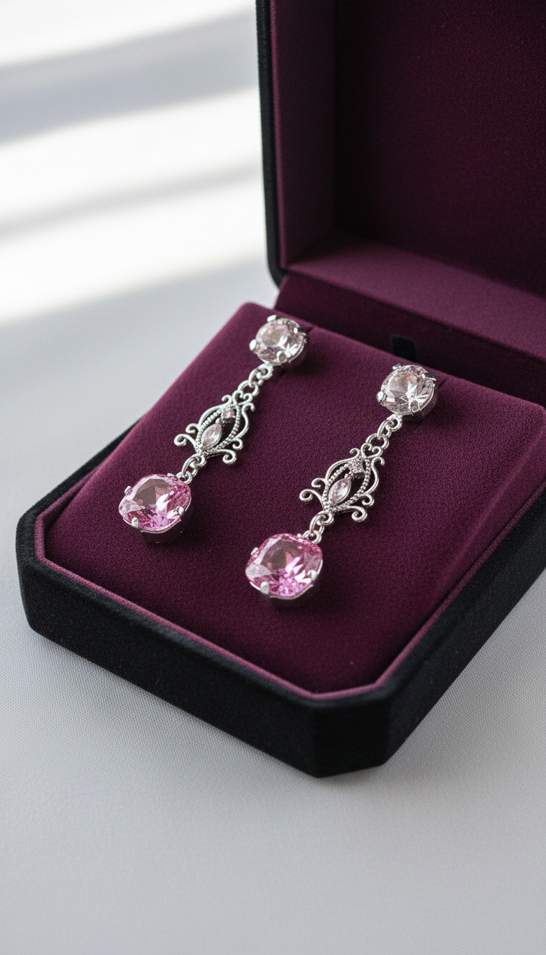 Pink Bridgerton Earrings. Regency Style