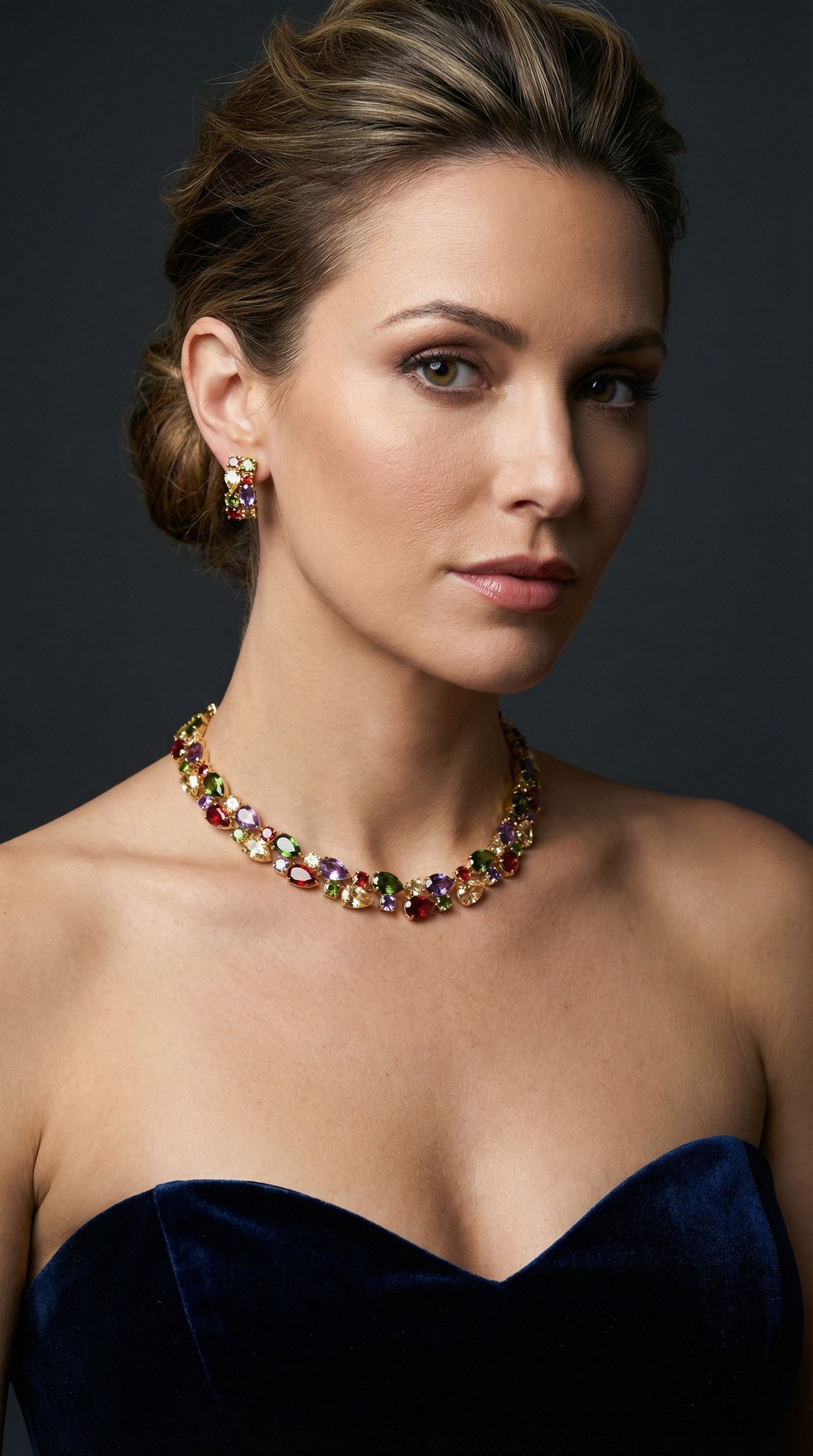 Multi-colored party attire necklace set