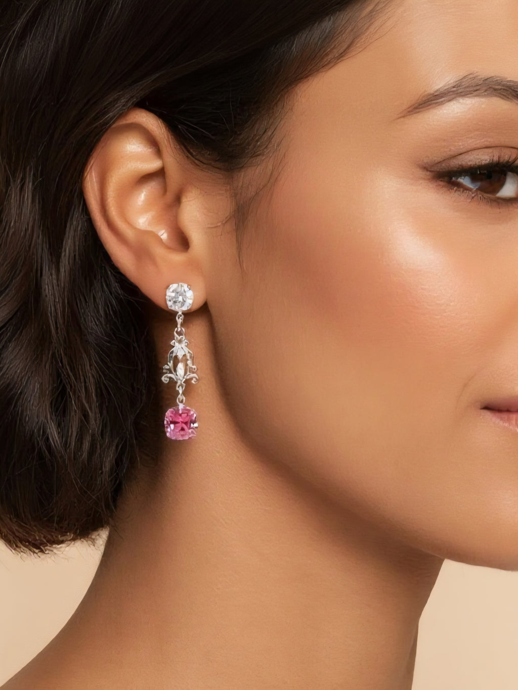 Pink Bridgerton Earrings. Regency Style