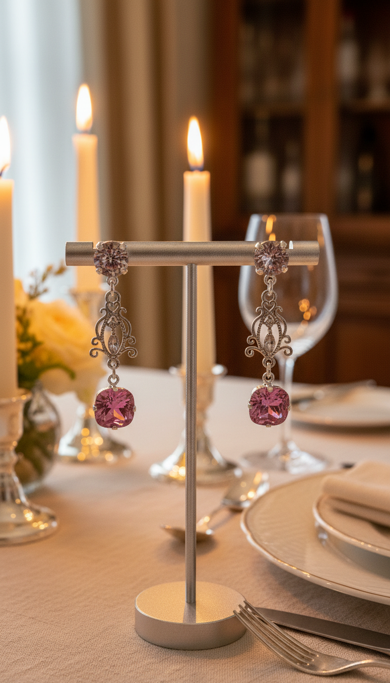 Pink Bridgerton Earrings. Regency Style
