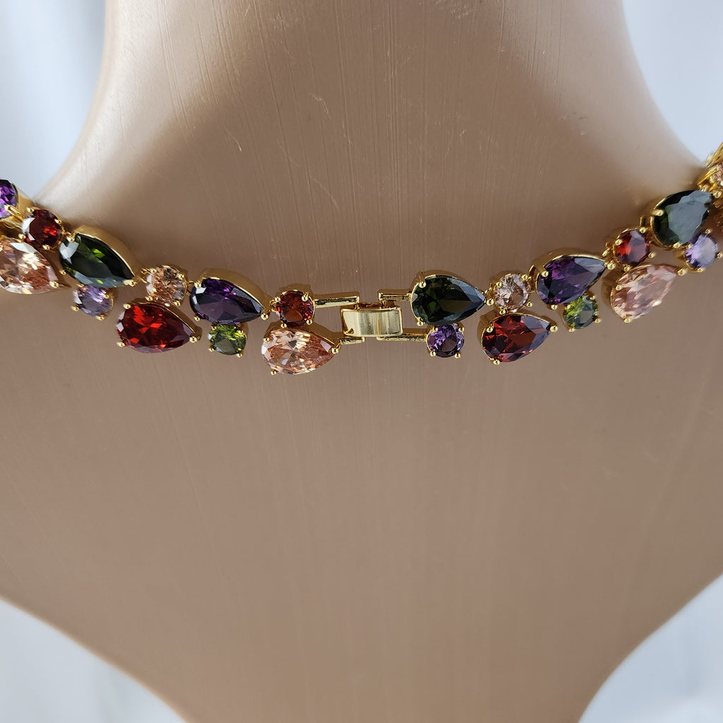 Multi-colored party attire necklace set