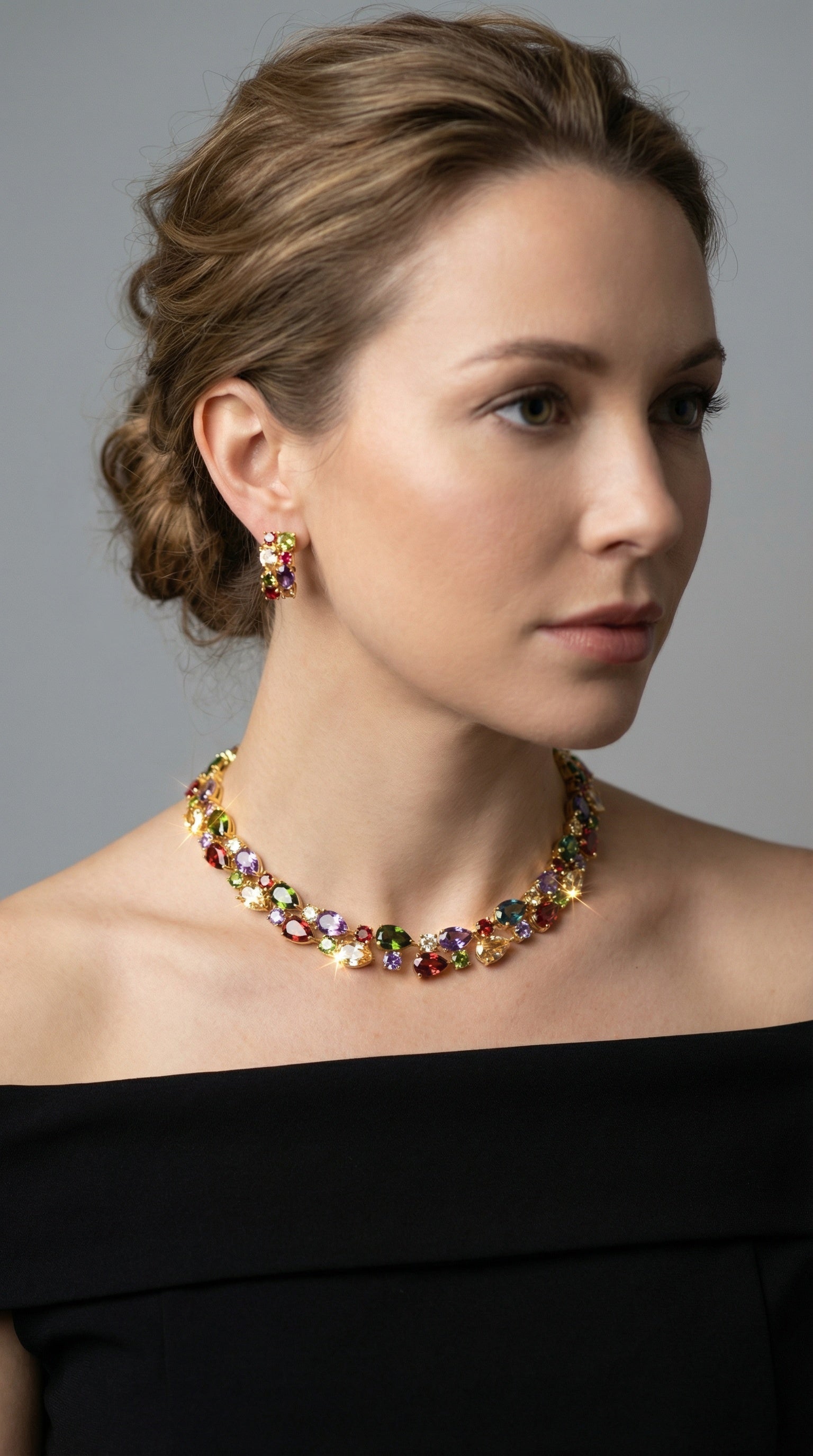 Multi-colored party attire necklace set