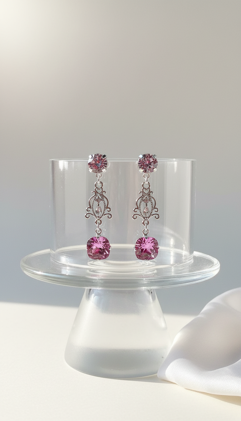 Pink Bridgerton Earrings. Regency Style