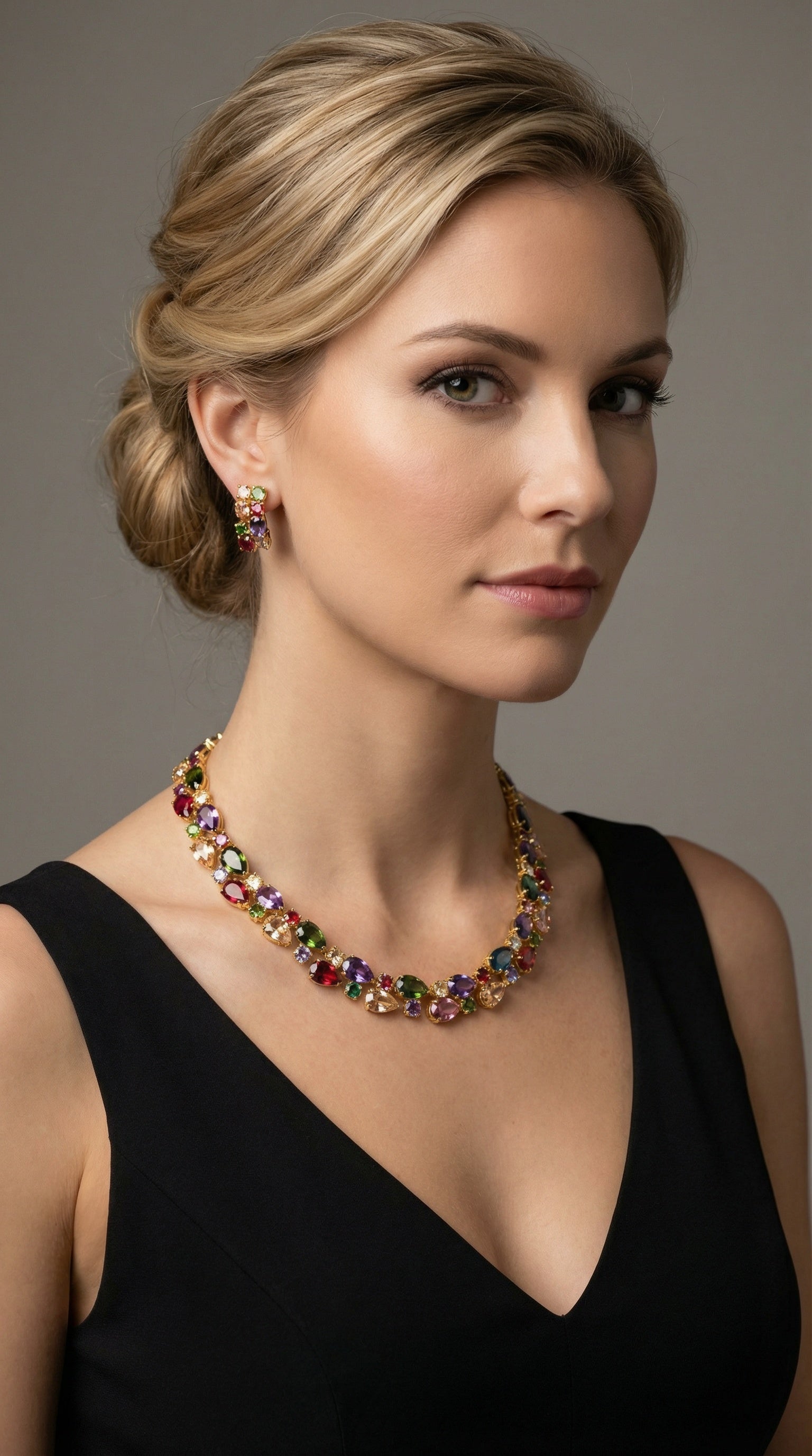 Multi-colored party attire necklace set