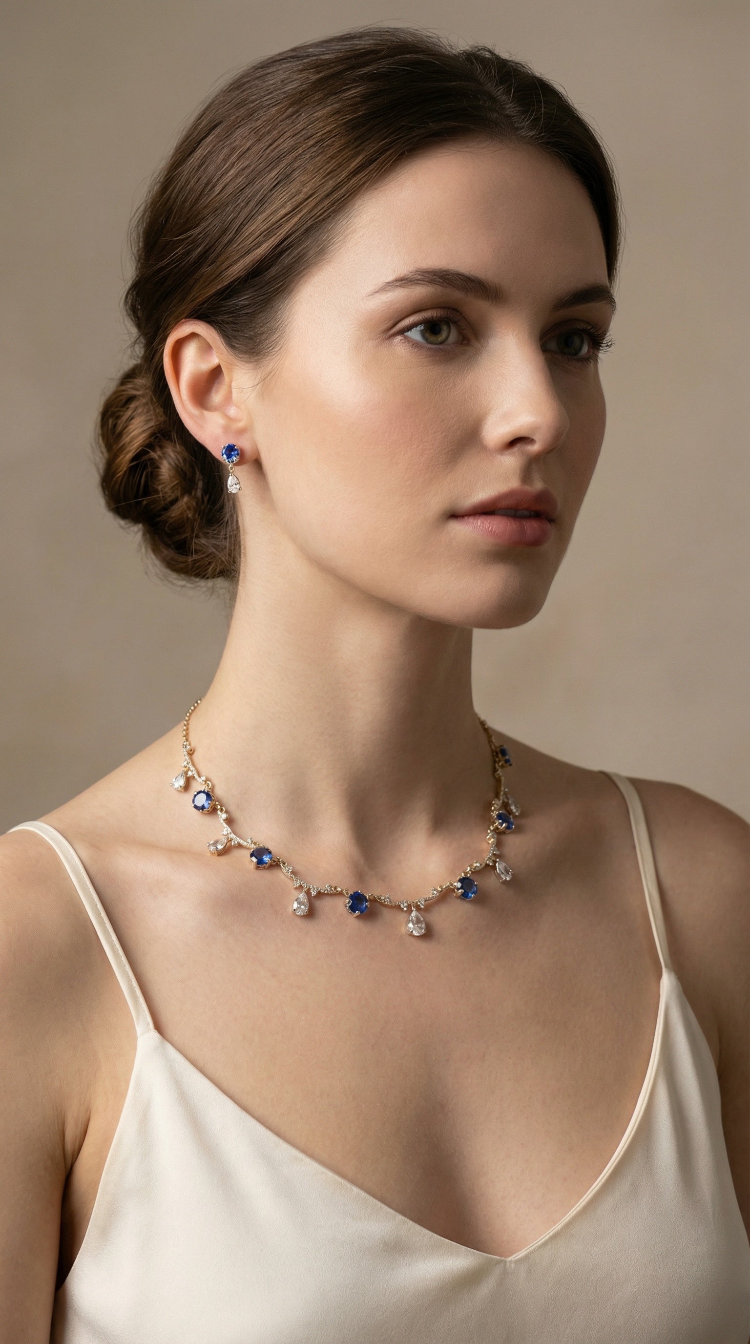 Sapphire Bridgerton Teardrop Regency Necklace and Earrings