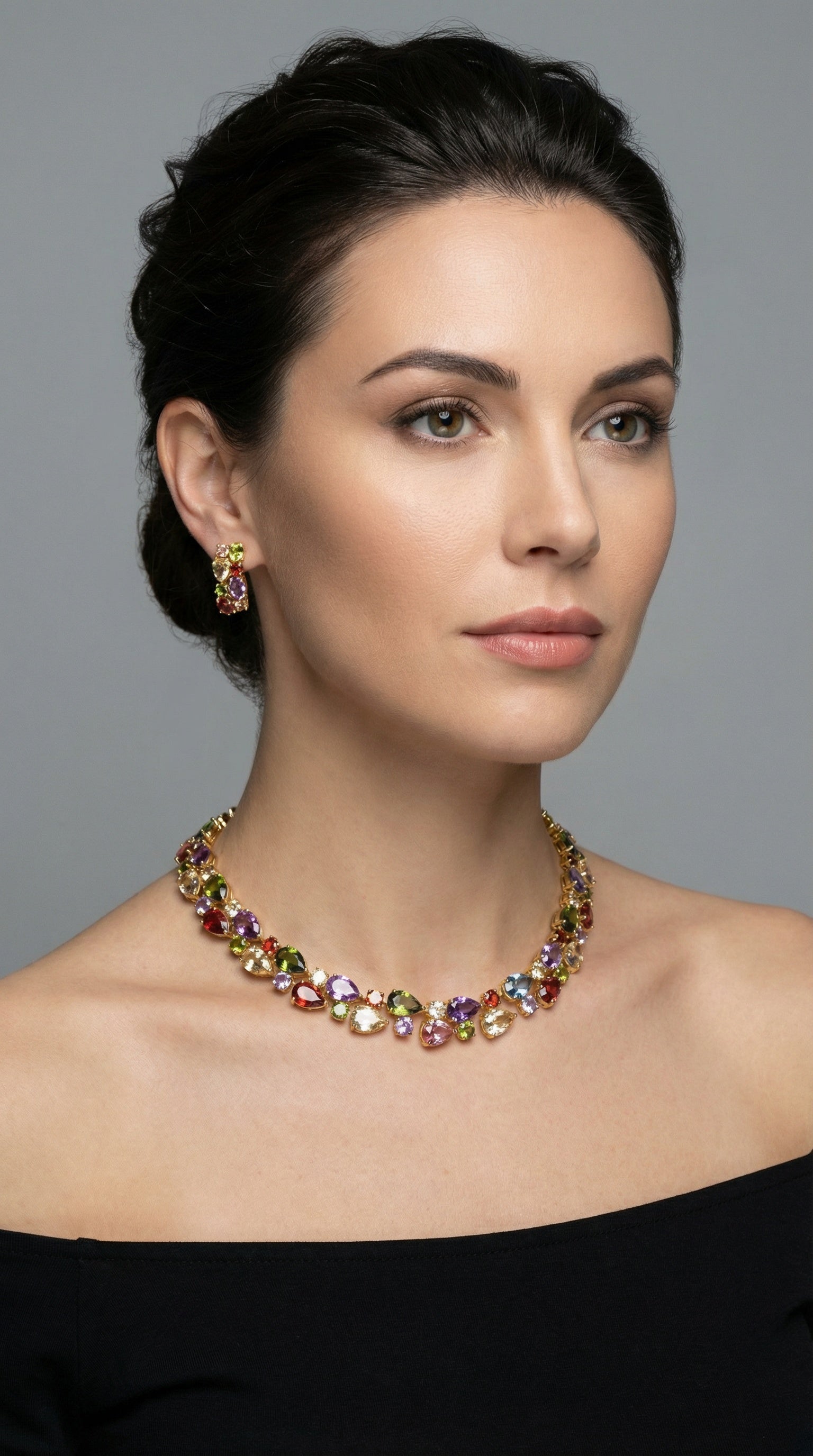 Multi-colored party attire necklace set