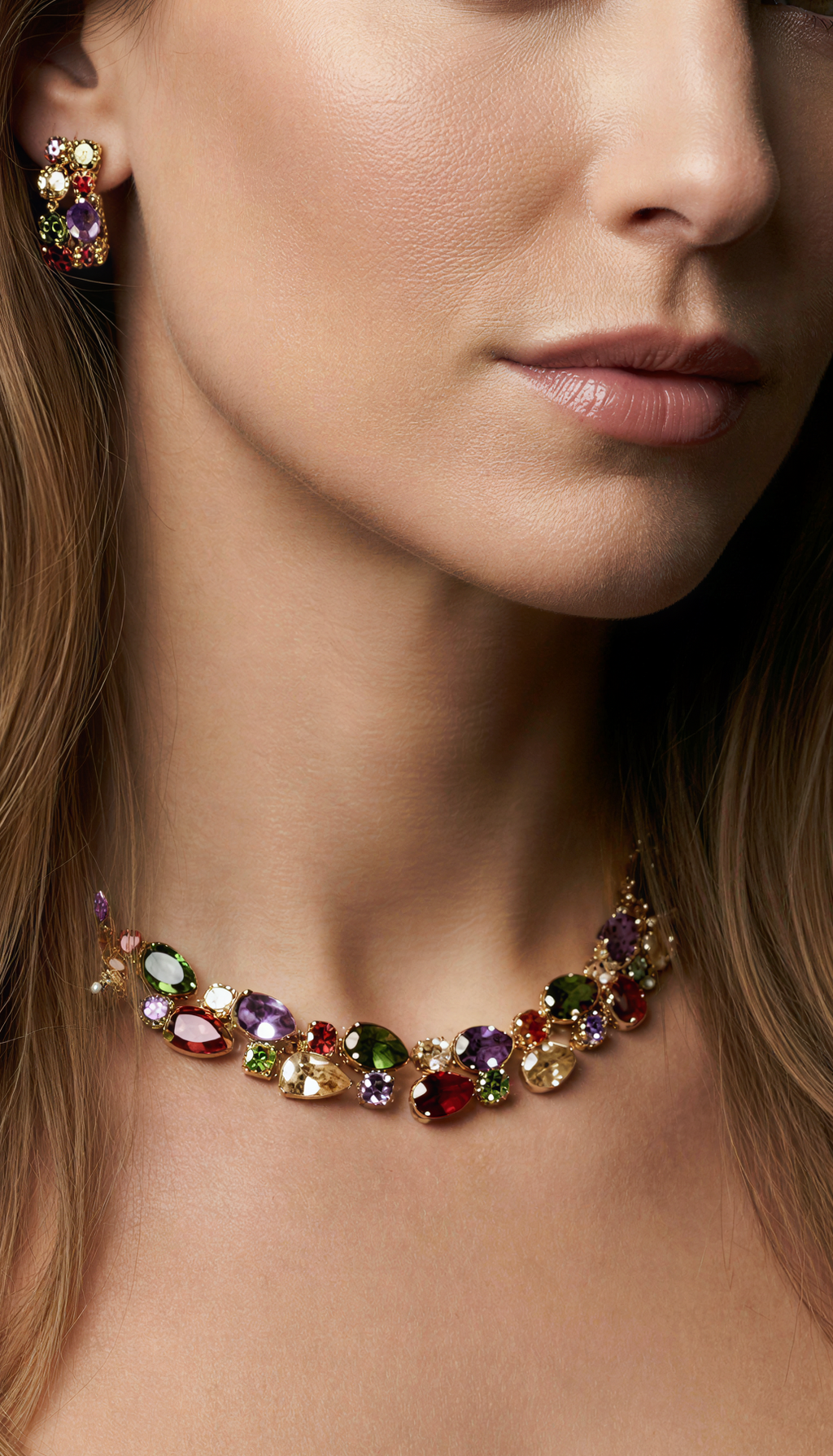 Multi-colored party attire necklace set
